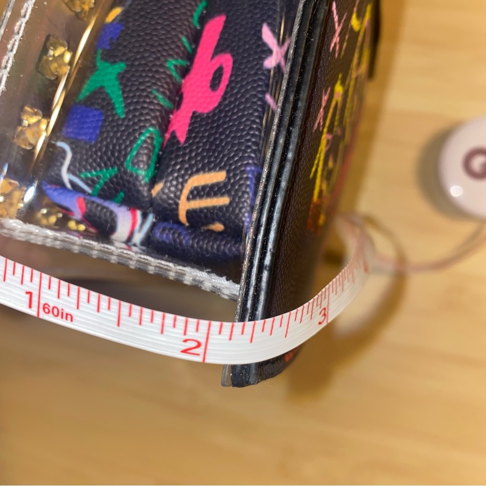Jelly Grafitti Quilted Twist Lock Purse Bag Studded Multicolor Crossbody Chain - Picture 10 of 15